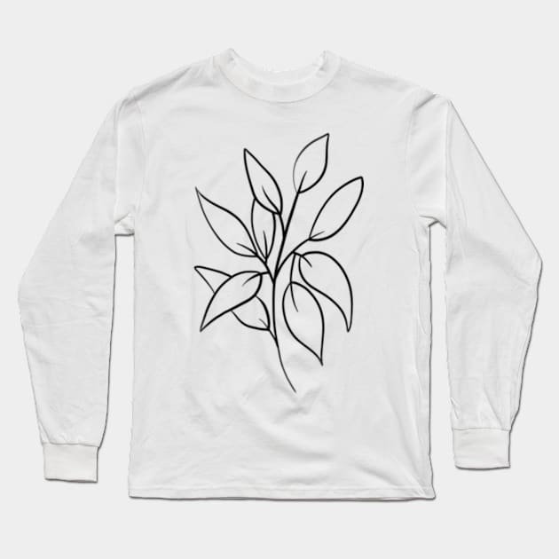 Leaves minimal line art Long Sleeve T-Shirt by Doodle Intent